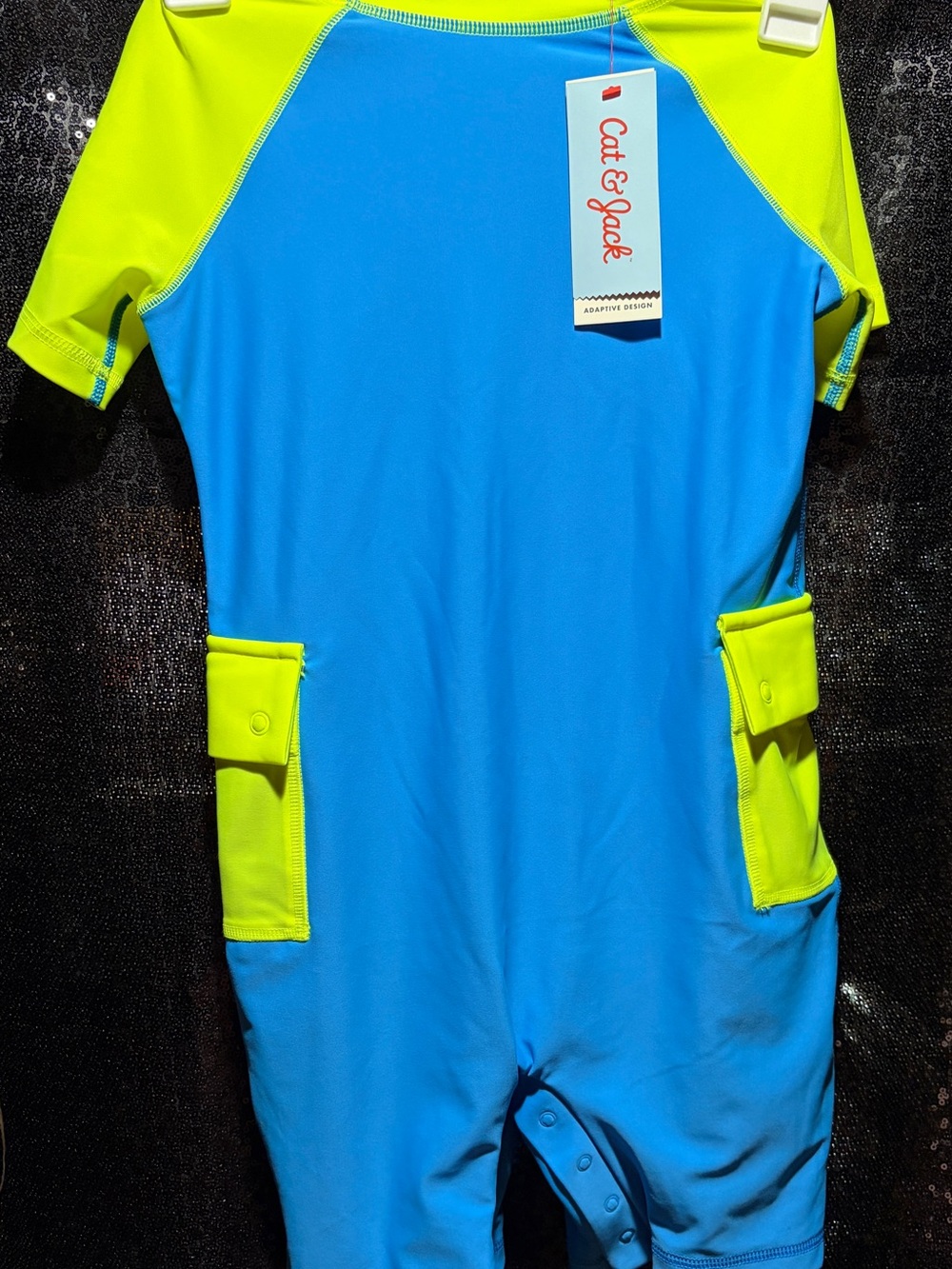 Cat & Jack Blue and Neon Yellow Short-Sleeve Swim Rashguard